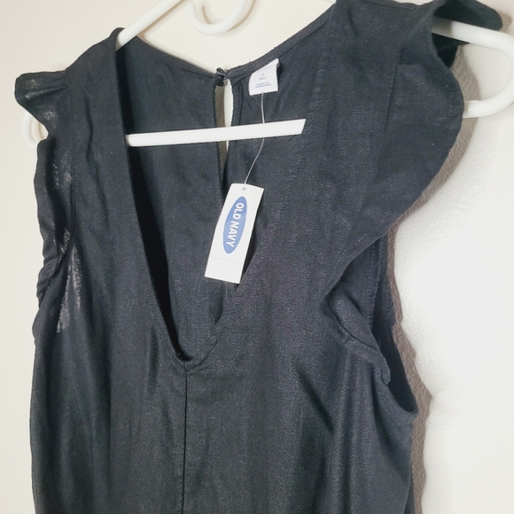 Old Navy Romper Women’s Black Size Tall Small Flutter Sleeves V-Neck Tie Waist - Picture 3 of 11